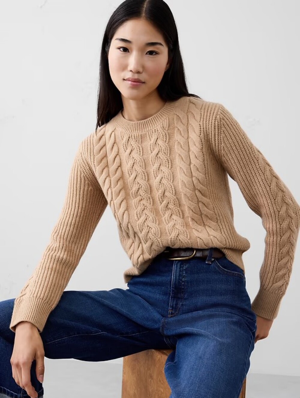 NWT - Banana Republic Cotton Blend Cable Knit Crew Neck Pullover Sweater- Size L